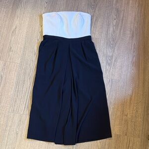 NWT Ted Baker Strapless Culotte Jumpsuit - Size 3 (US 10), Navy/Whit